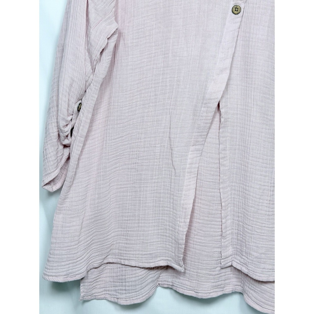 Coldwater Creek Light As Air Gauze Tunic 1X Blush Cotton Boho Lagenlook Layer - Picture 5 of 14